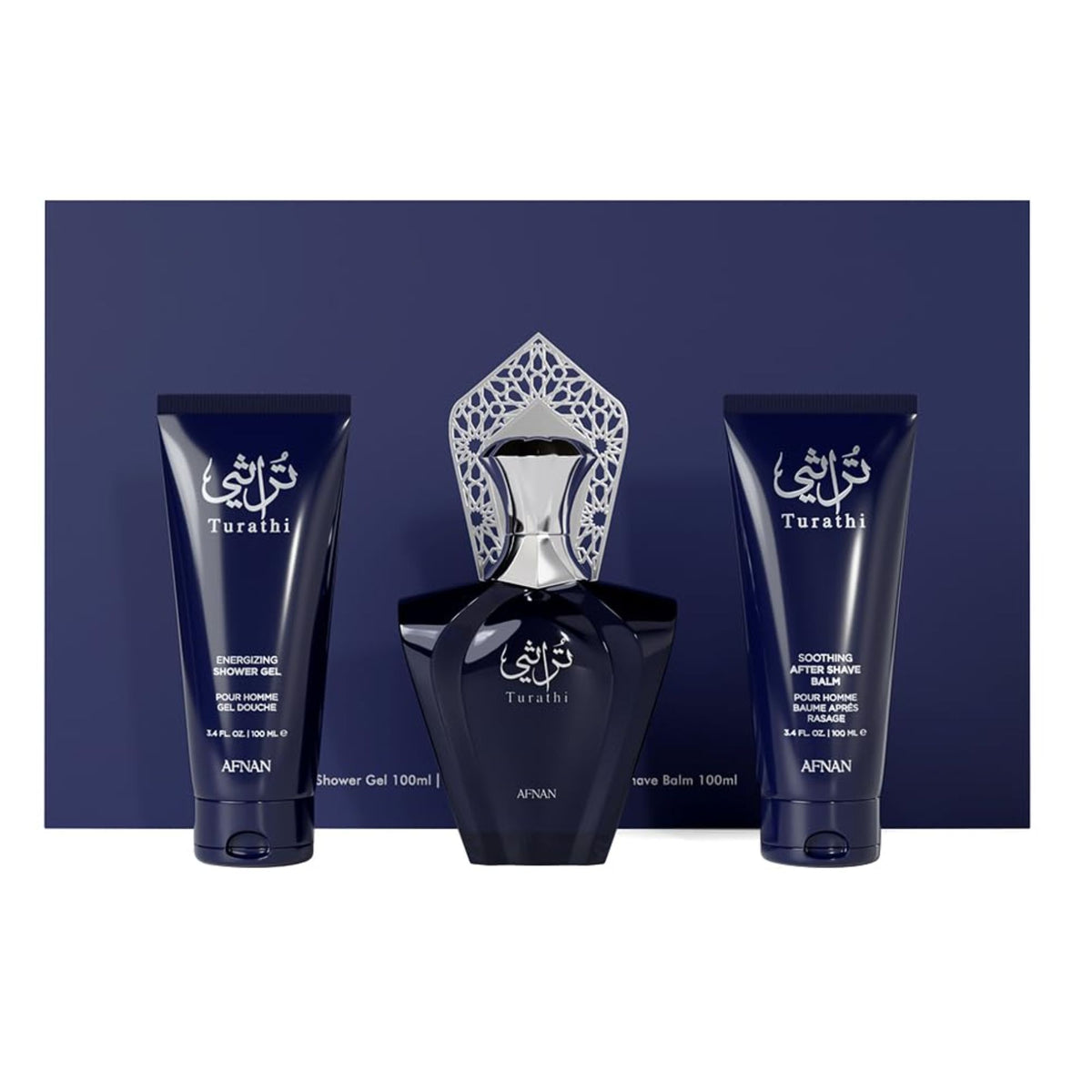 Estuche Turathi Afnan EDP 90 ml+ 100 ml S/G+100 ml ASG Hombre - Inspirado en Tygar Bvlgari