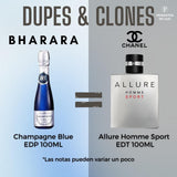 Champagne Blue Pour Homme Bharara Edp 100Ml Hombre- Inspirado en Allure Homme Sport Chanel