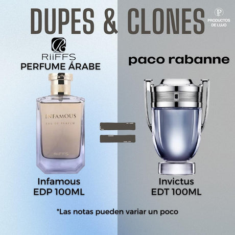Infamous Riiffs Edp 100ML Hombre- Inspirado en INVICTUS PACO RABANNE