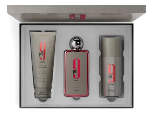 Estuche 9Pm Rebel S/Gel 150ml + Eau de Parfum 100Ml + Perfum Spray 150 Ml