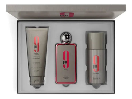 Estuche 9Pm Rebel S/Gel 150ml + Eau de Parfum 100Ml + Perfum Spray 150 Ml