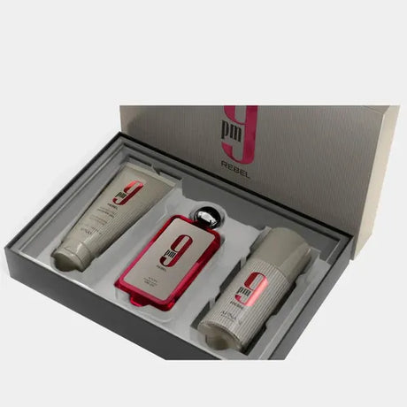 Estuche 9Pm Rebel S/Gel 150ml + Eau de Parfum 100Ml + Perfum Spray 150 Ml