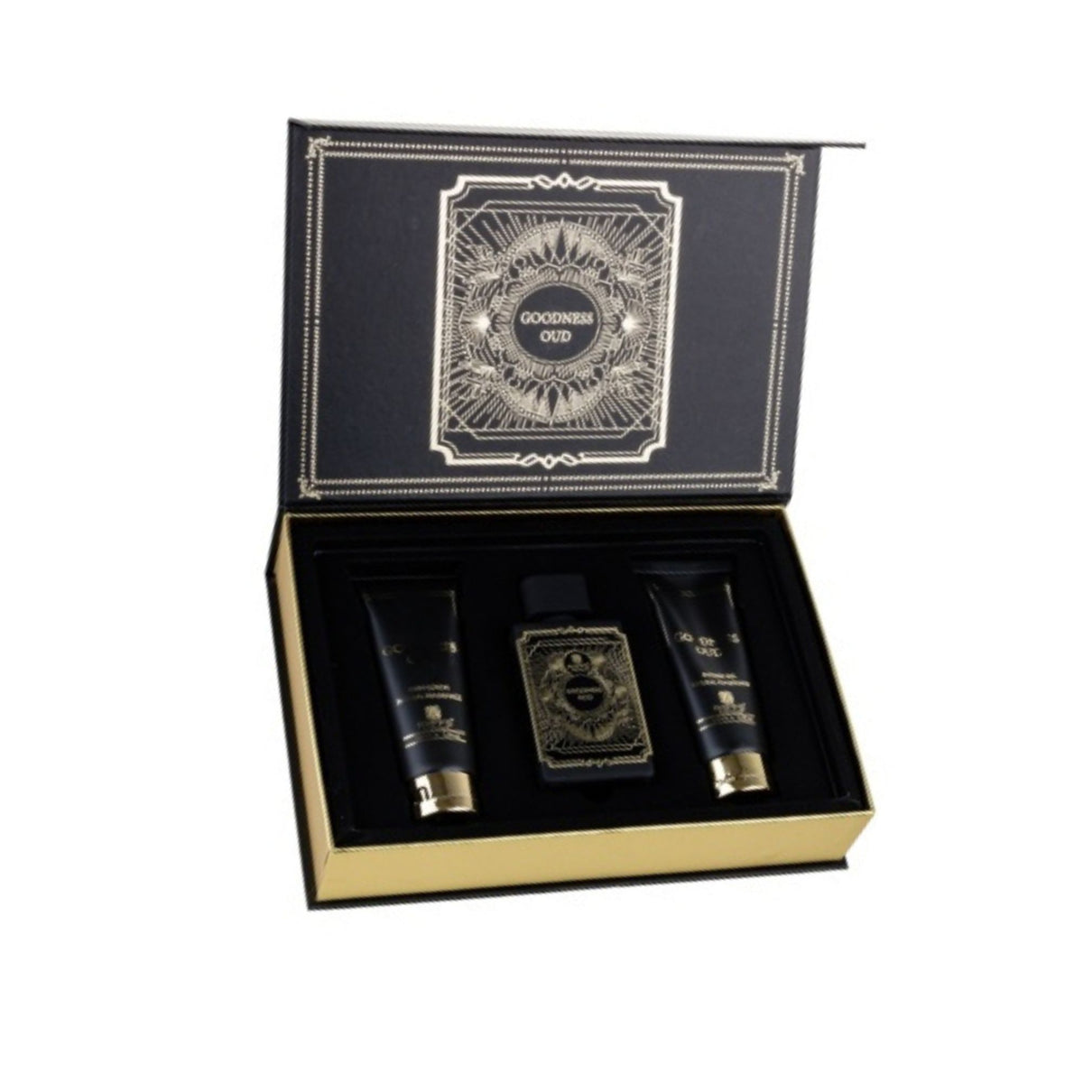 Estuche Goodness Oud Riiffs Parfum 100 ML +S/G 100ML +B/L 100ML Unisex
