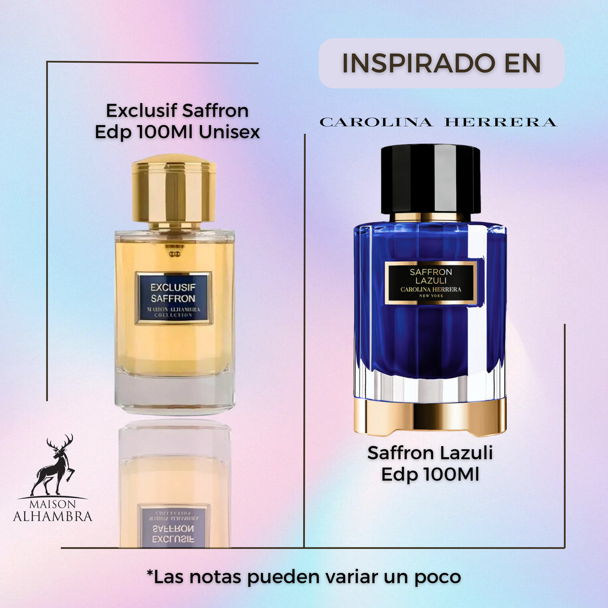 Exclusif Saffron Maison Alhambra Edp 100Ml Unisex-Inspirado En Saffron Lazuli Carolina Herrera