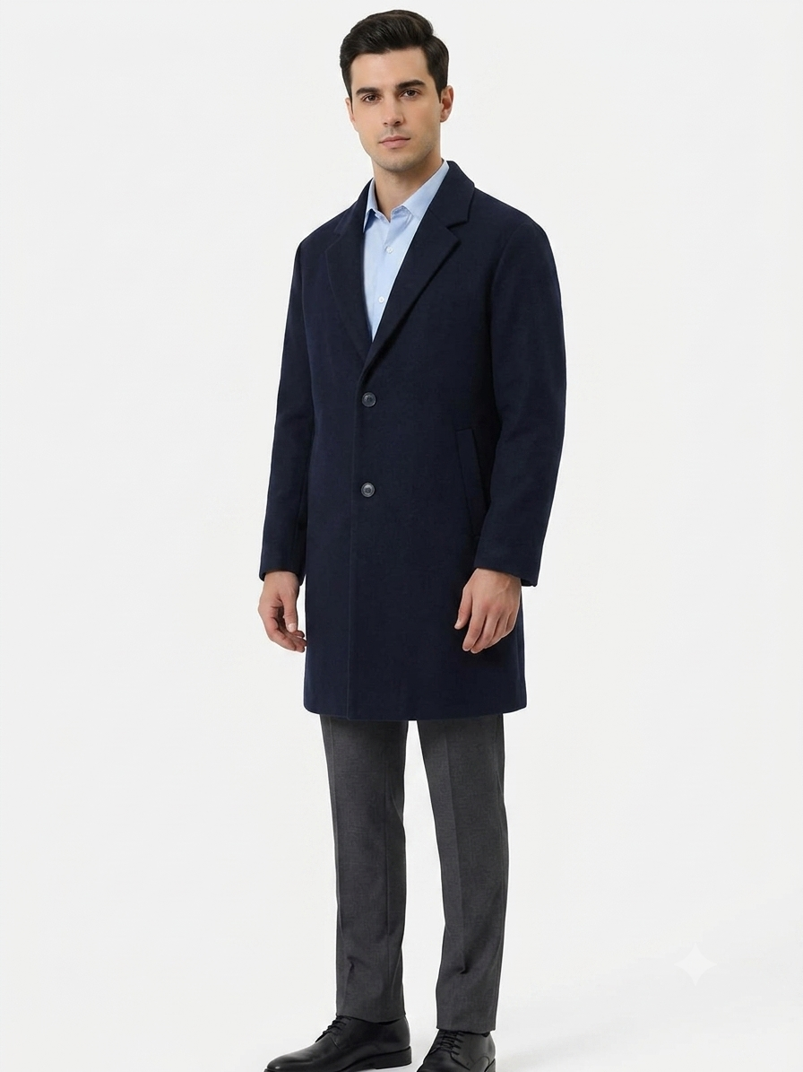 Abrigo Lana Selected Azul Hombre