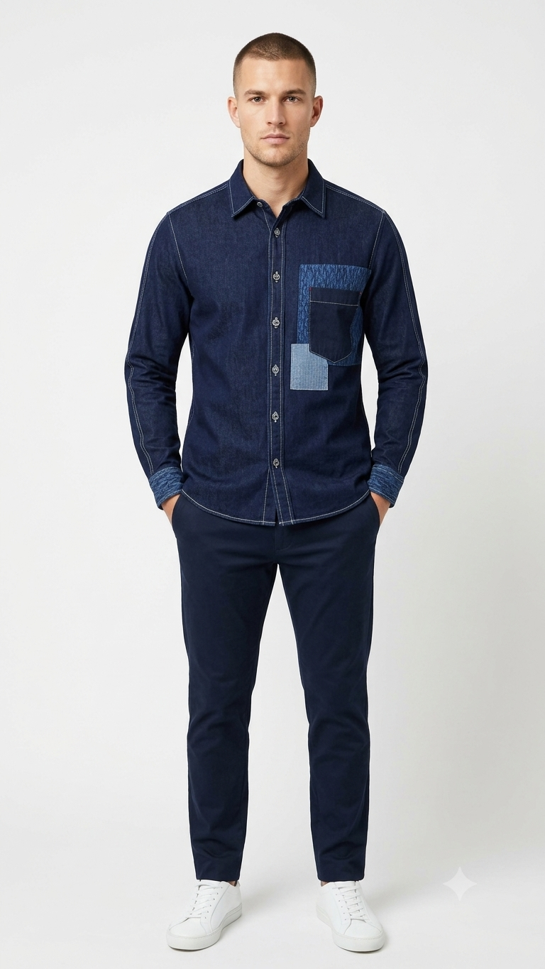 Camisa  Selected Denim azul oscuro Hombre