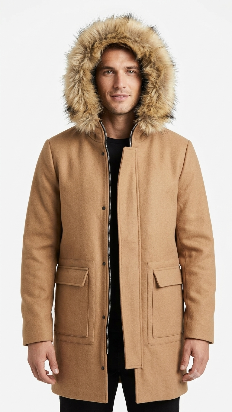 Abrigo Lana Selected Coco Costado Hombre