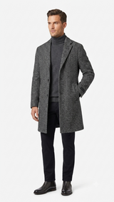 Abrigo Lana Selected Gris Jaspeado Hombre