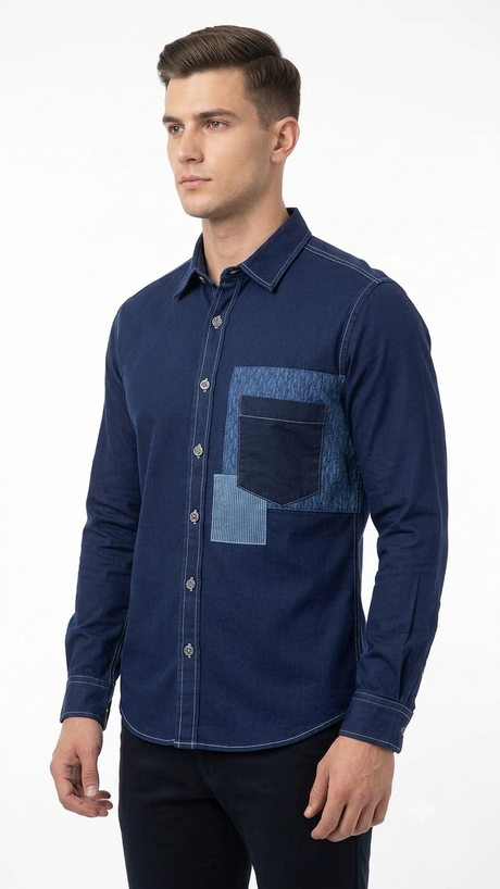 Camisa  Selected Denim azul oscuro Hombre