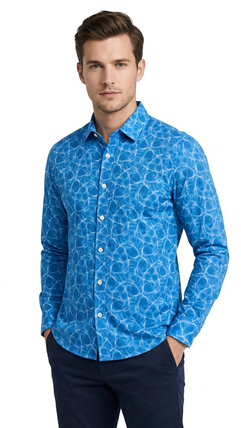 Camisa Estampada  Selected  Azul Hombre 7106