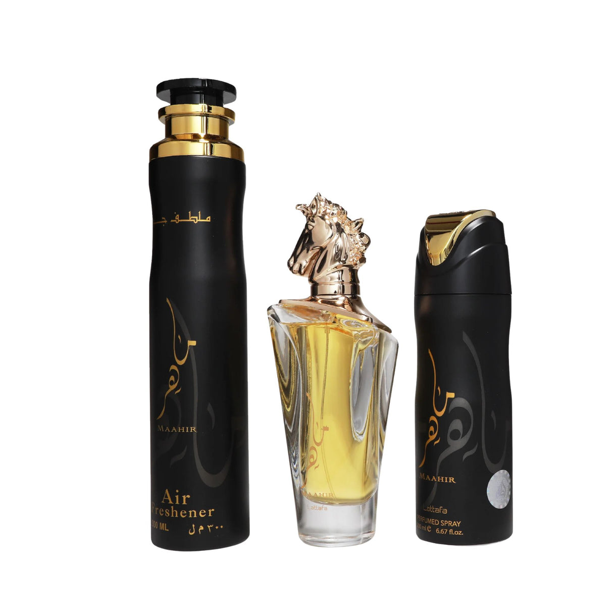 Estuche Maahir Lattafa Edp 100ML+200ML Perfume Spray + 300ML Air Freshener Unisex