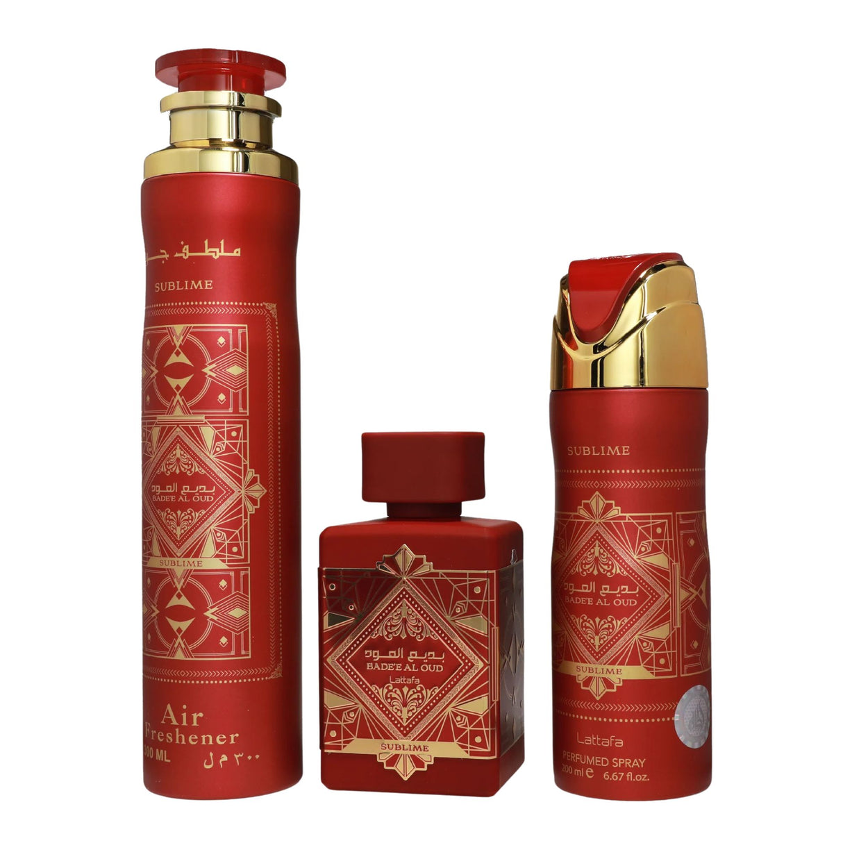 Estuche Badee Al Oud Sublime Lattafa 100ML+200ML Perfume Spray + 300ML Air Freshener Unisex