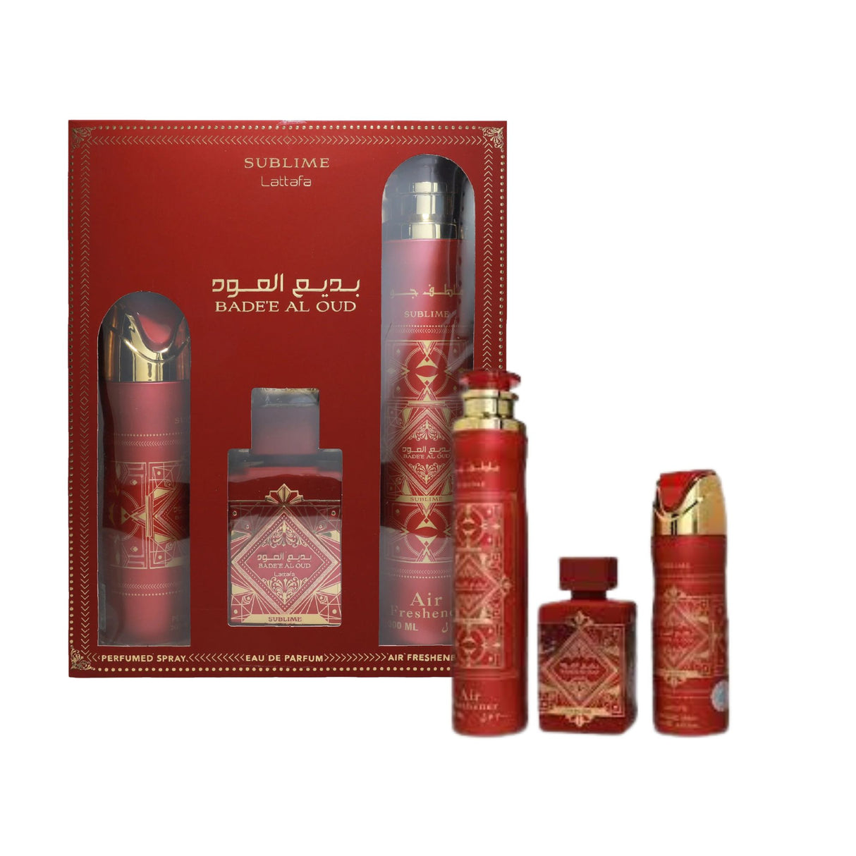 Estuche Badee Al Oud Sublime Lattafa 100ML+200ML Perfume Spray + 300ML Air Freshener Unisex