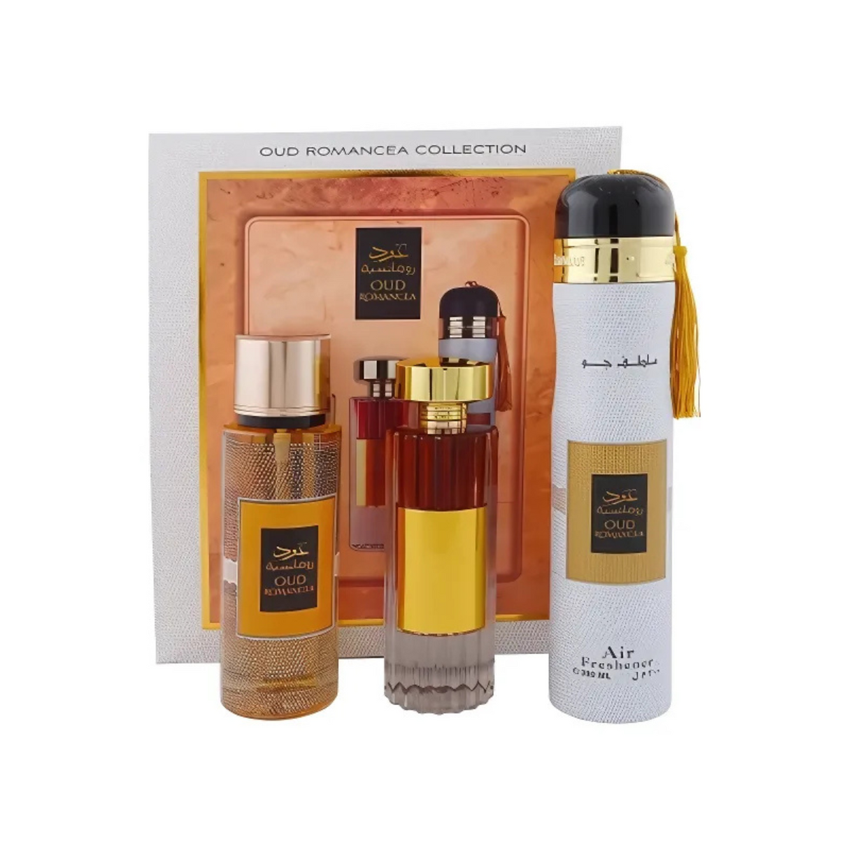 Estuche Oud Romancea Collection Edp 100Ml +250Ml Perfume Mist  + 300Ml Air Freshener Unisex