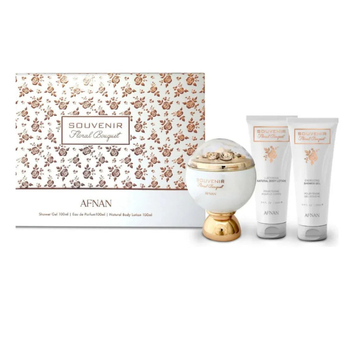 Estuche Souvenir Floral Bouguet Edp Afnan 100ML+100ML S/G+100ML B/L Mujer- Inspirado en Delina Parfums de Marly