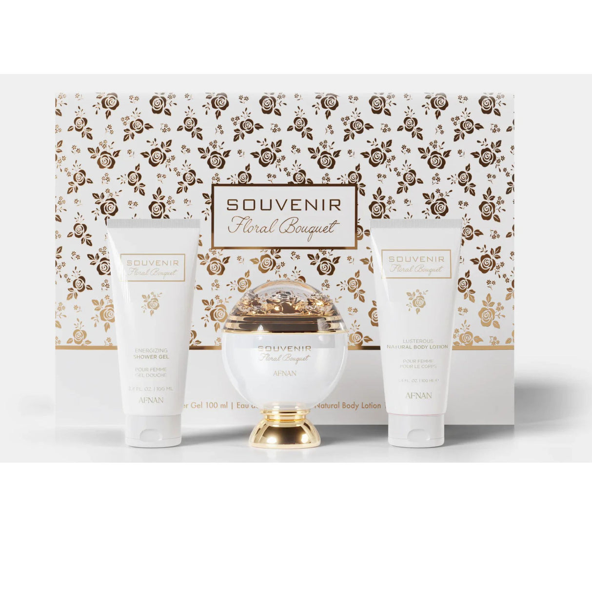 Estuche Souvenir Floral Bouguet Edp Afnan 100ML+100ML S/G+100ML B/L Mujer- Inspirado en Delina Parfums de Marly