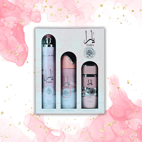 Estuche Yara Lattafa 100ML+200ML Perfume Spray + 300ML Air Freshener Mujer