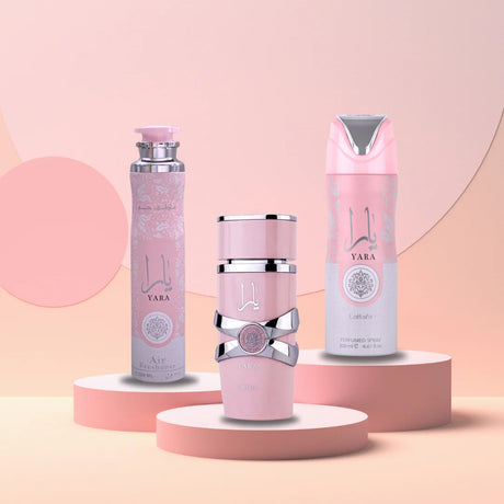 Estuche Yara Lattafa 100ML+200ML Perfume Spray + 300ML Air Freshener Mujer