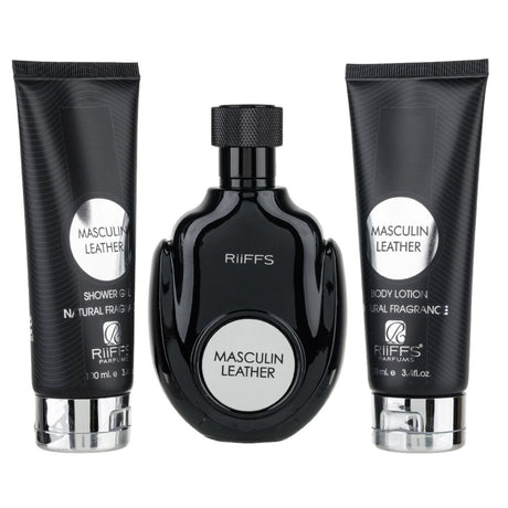Estuche Masculin Leather Riiffs EDP 100 ML +S/G 100ML +B/L 100ML Hombre