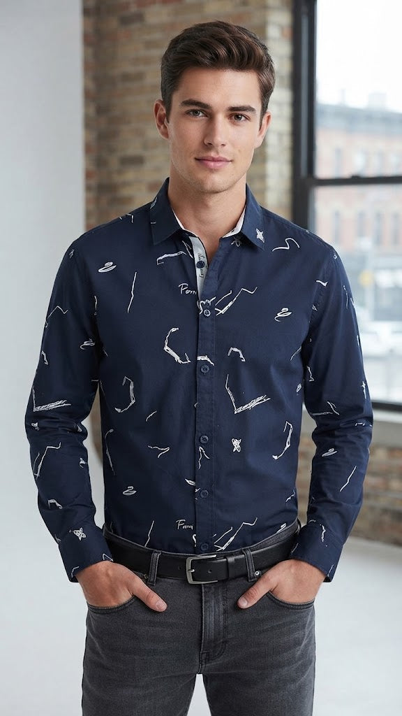 Camisa Azul Marino Selected Hombre 7391