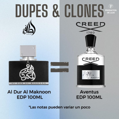 Al Dur Al Maknoon Silver 100Ml Edp Unisex Lattafa Perfume- Inspirado en AVENTUS CREED