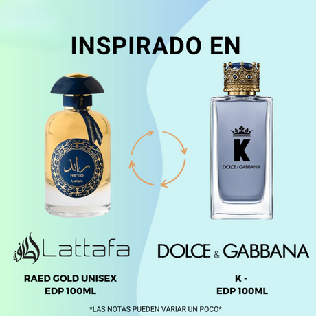 Ra'ed Luxe Gold 100Ml Edp Unisex Lattafa Perfume-Inspirado en K by Dolce & Gabbana Dolce&Gabbana