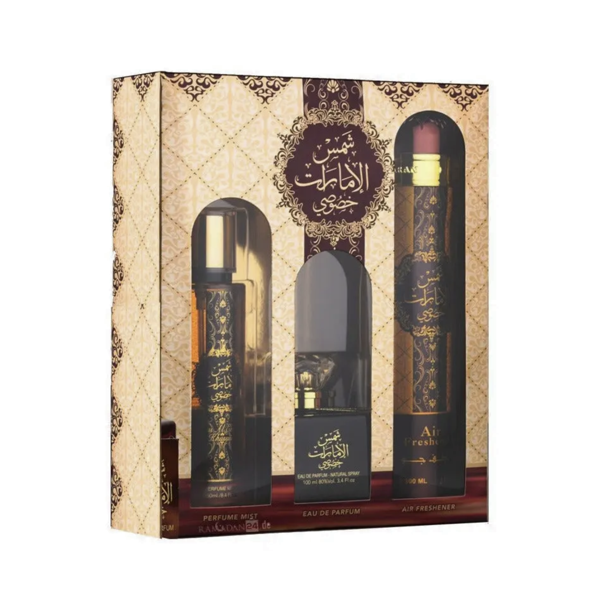 Estuche Shams Al Emarat Khususi Collection Ard Al Zaafaran  Edp 100Ml + 250Ml Perfume Mist + 300Ml