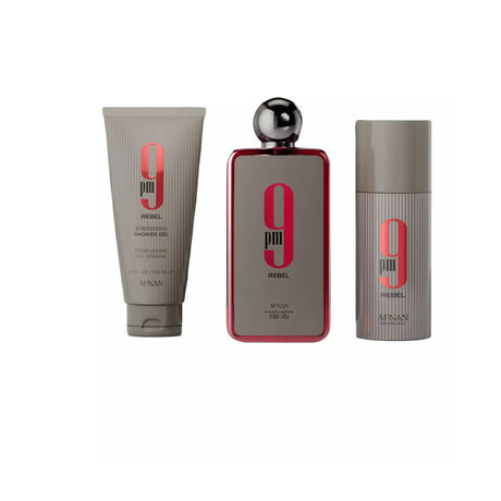 Estuche 9Pm Rebel S/Gel 150ml + Eau de Parfum 100Ml + Perfum Spray 150 Ml