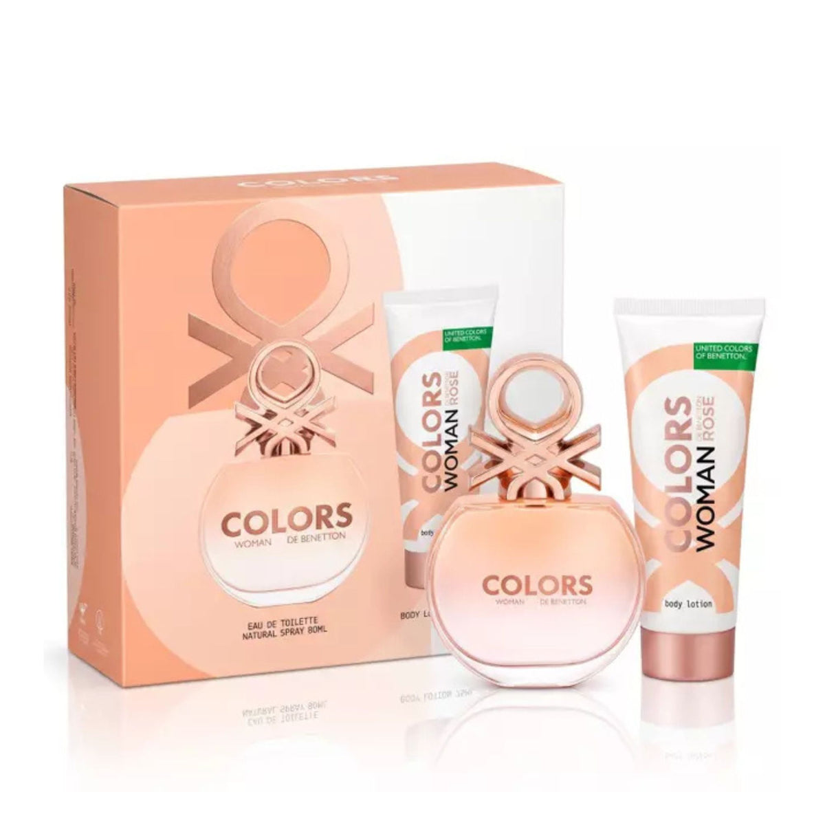 Estuche Colors De Benetton Woman Rose Edt 80 Ml+ Body Lotion 75 Ml