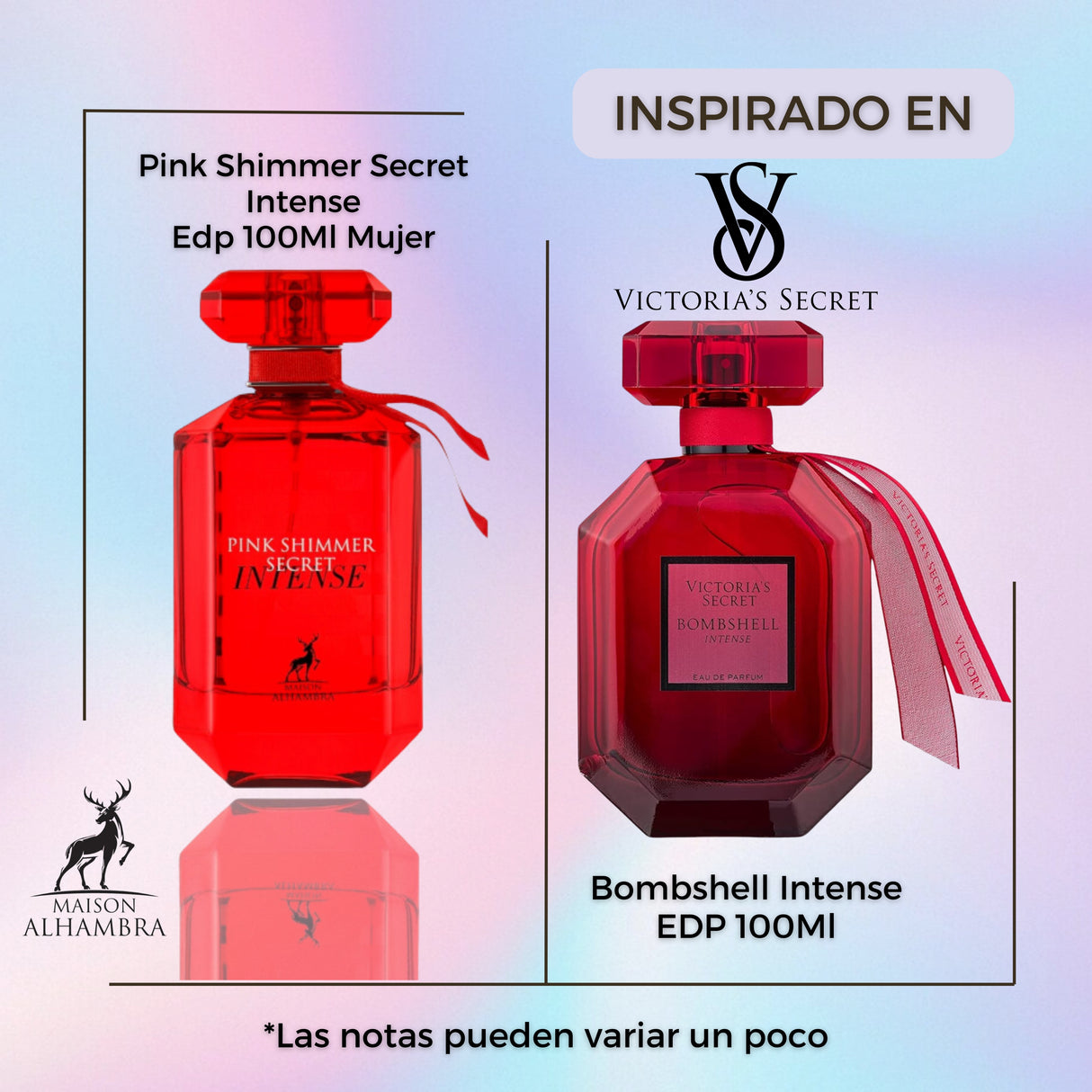 Pink Shimmer Secret Intense Maison Alhambra Edp 100Ml Mujer- Inspirado en Victoria's Secret Bombshell Intense