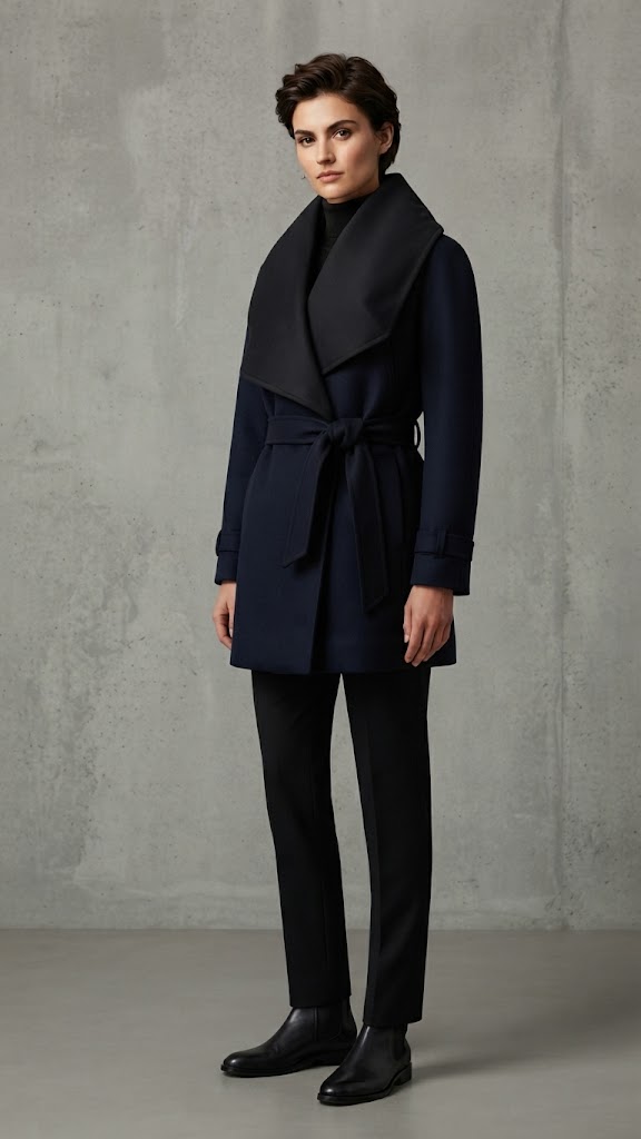 Abrigo Negro Selected Mujer 8696
