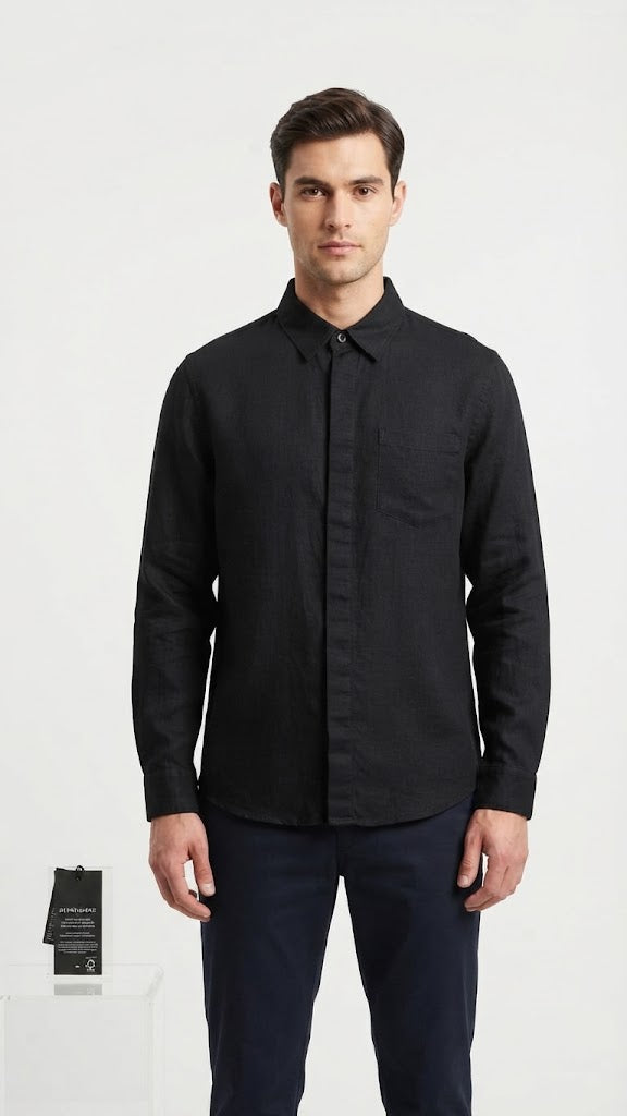 Camisa Negra Selected Hombre 3579