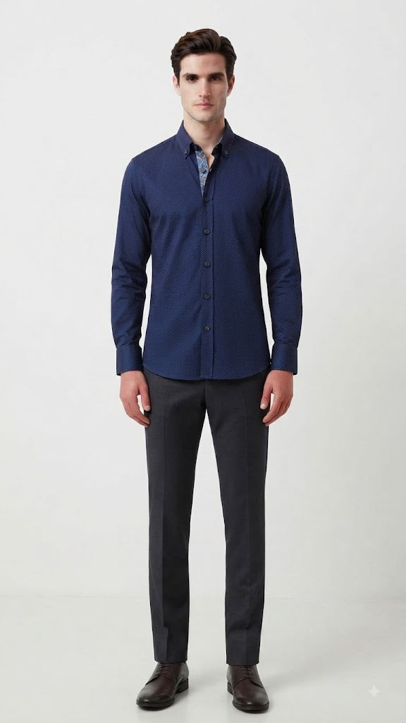 Camisa Azul Marino Selected Hombre 7917