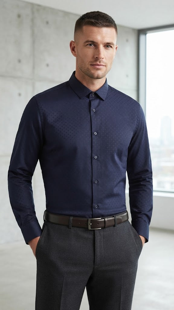 Camisa Azul Marino Selected Hombre 9692