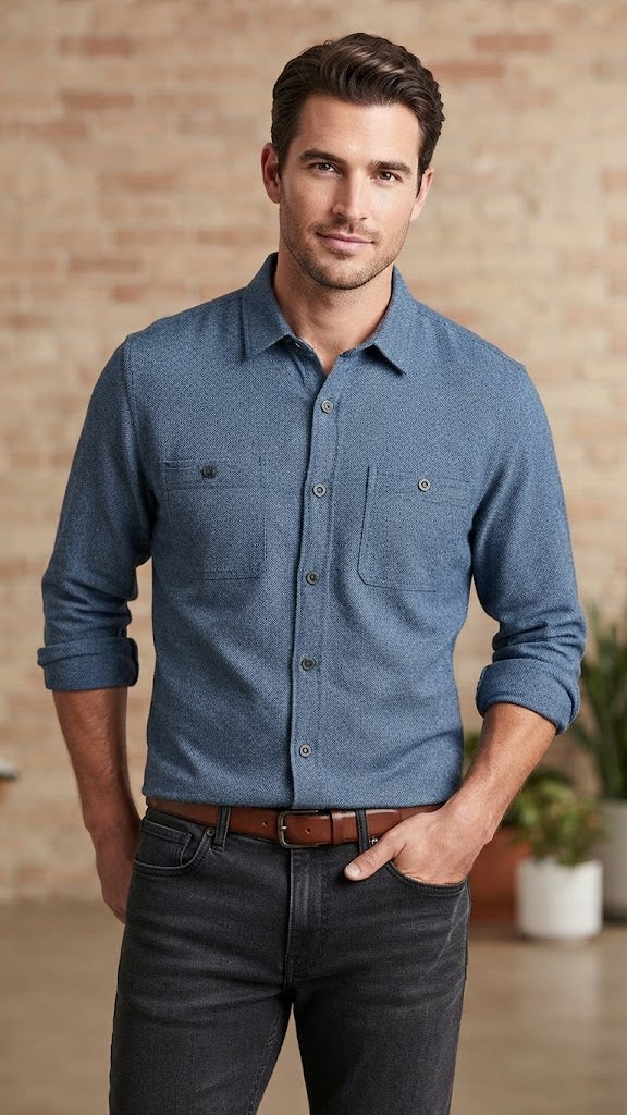 Camisa Medianoche Azul Selected Hombre 9936