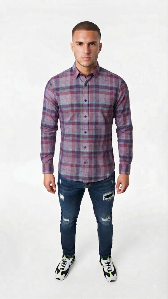 Camisa Azul Morado Selected hombre 7354