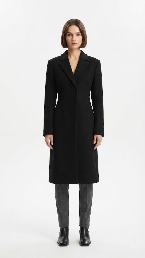Abrigo Negro Selected Mujer 8127