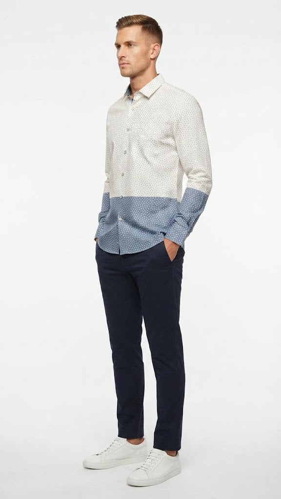 Camisa Azul Marino Y Blanca Selected Hombre 2820