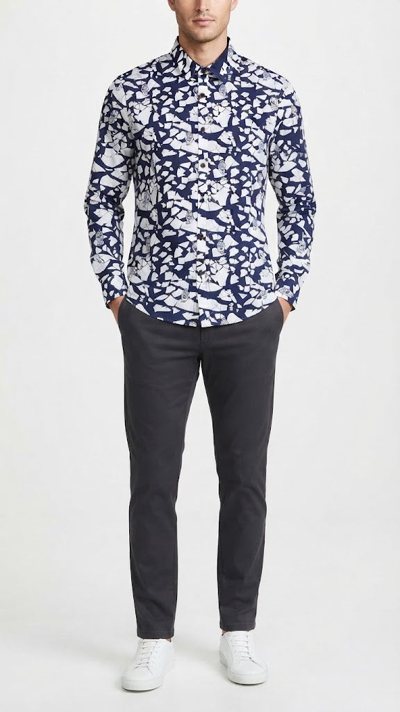 Camisa  Selected Azul Marino Hombre 8544