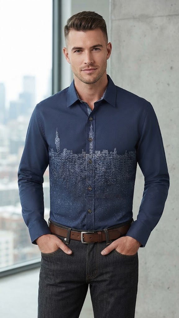 Camisa Azul Marino Selected Hombre 9642