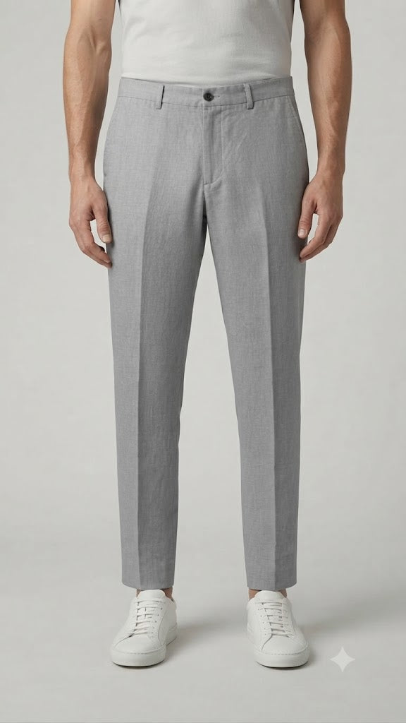 Pantalon Casual Selected Gris Claro Jaspeado Hombre