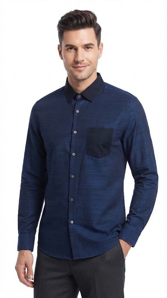 Camisa Azul Verde Selected Hombre 8537