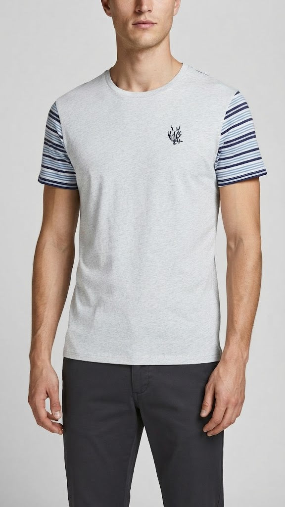 Polera Gris Claro Jaspeado Selected Hombre 4639