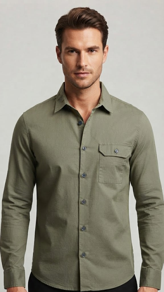 Camisa Caqui Selected Hombre 6263