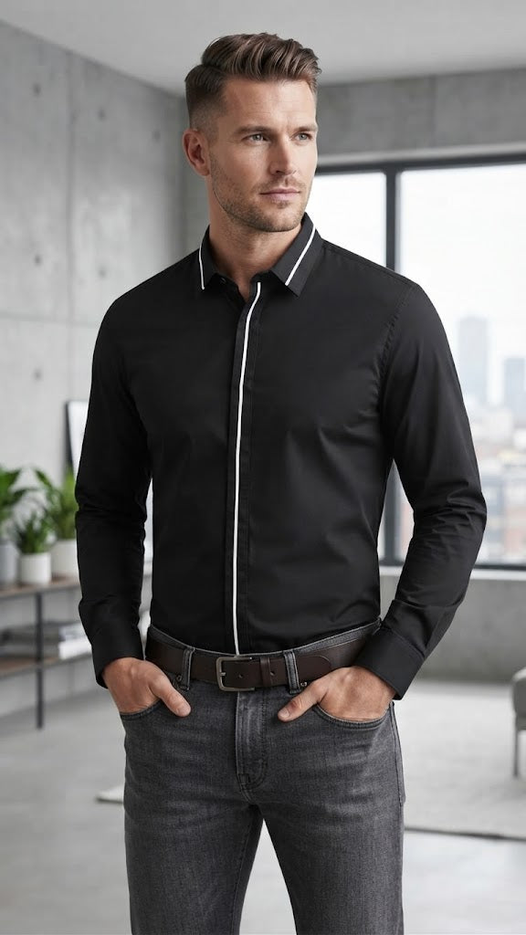 Camisa Negra Selected Hombre 5696