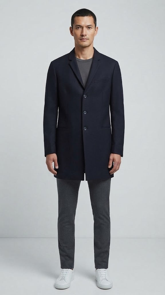 Abrigo Denim Lana Azul Electrico Selected Hombre 4526