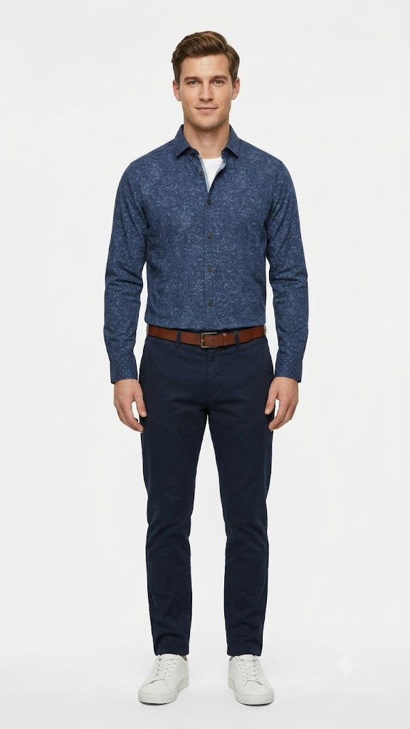 Camisa  Selected Azul Marino Hombre 8783
