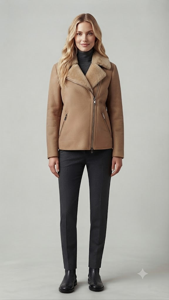 Chaqueta Lana Casual Seleted Arena Mujer