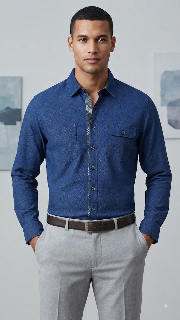 Camisa Azul Marino Selected Hombre 5814