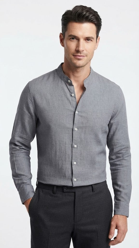 Camisa Gris Gris Jaspeado Selected Hombre 4645
